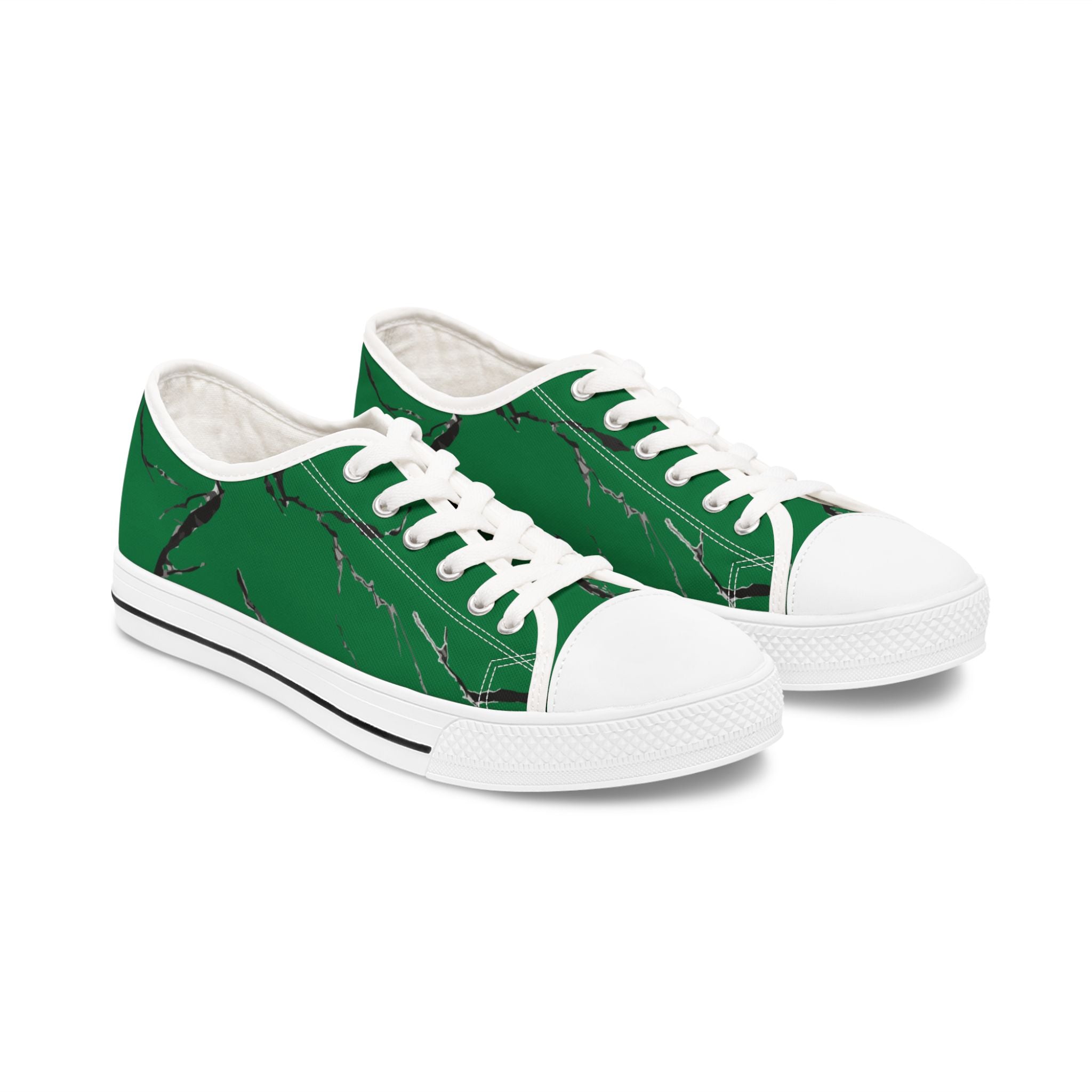 Eco-Friendly Women's Low Top Sneakers with Green Marble Design